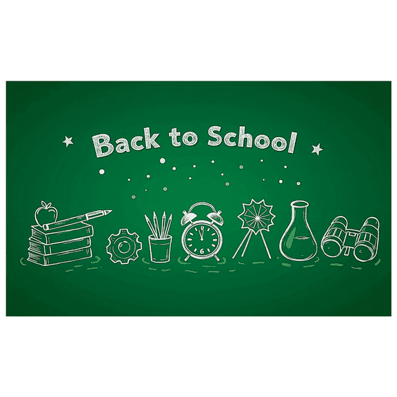 Chalk Style Back to School Banner with School Supplies Elements Background Party Decorations Photography Props Classroom Decor School Event Decorations Backdrop