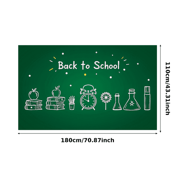 Chalk Style Back to School Banner with School Supplies Elements Background Party Decorations Photography Props Classroom Decor School Event Decorations Backdrop