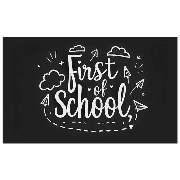 Chalk Style First of School Banner with Clouds and Paper Planes Backdrop Decor Party Supplies for First Day of School Celebrations Photography Props Classroom Decorations