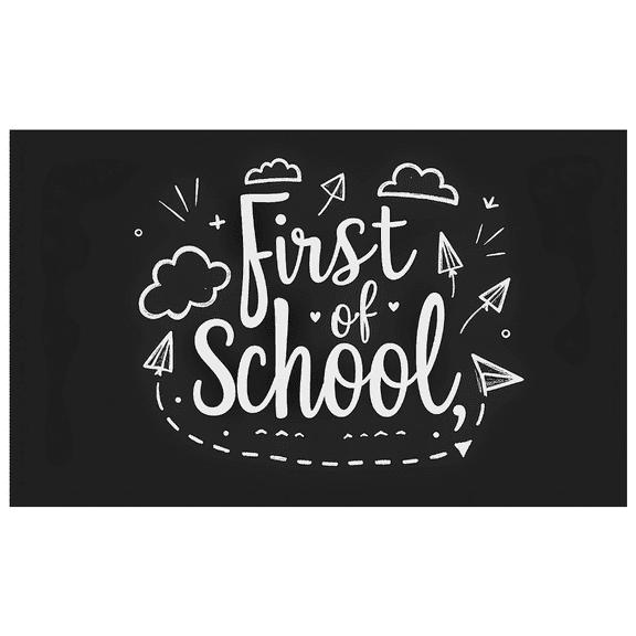 Chalk Style First of School Banner with Clouds and Paper Planes Backdrop Decor Party Supplies for First Day of School Celebrations Photography Props Classroom Decorations
