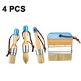 thumbnail image 1 of Chalk Wax Paint Brush 4PCs Set Including Flat Pointed Round Large Flat Chalked Paint Brushes for Furniture Painting Bristle Paint Brushes Set Compatible,Blue, 1 of 8