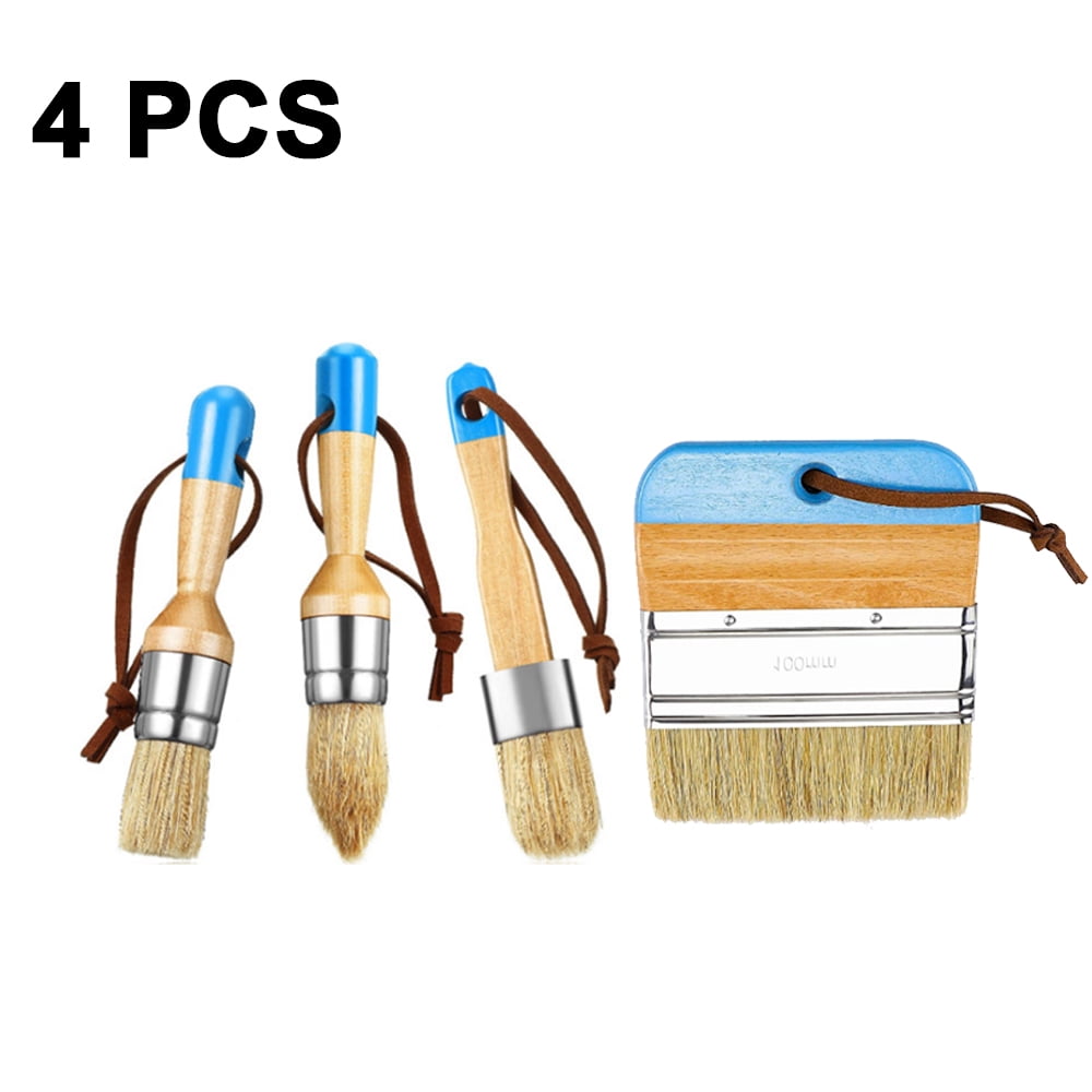 5 Pack - Brush Cleaner Kit. Chalk Furniture Paint Boar Hair Bristle Brushes  and (1) 8oz Solvent Free Wax Brush Cleaner.