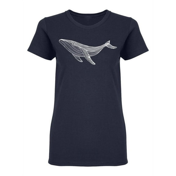 Chalk Whale Sketch Shaped T-Shirt Women -Image by Shutterstock, Female XX-Large