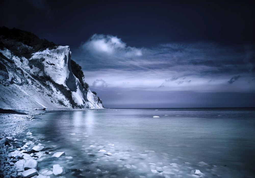Chalk mountains and seaside Mons Klint cliffs Denmark Canvas Art - Evgeny KuklevStocktrek Images (35 x 24)
