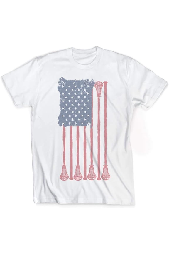 ChalkTalkSPORTS American Flag | Vintage Faded Lacrosse T-Shirt | Youth and Adult Sizes