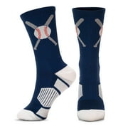 ChalkTalkSPORTS Baseball Woven Mid-Calf Socks - Crossed Bats Blue - Youth