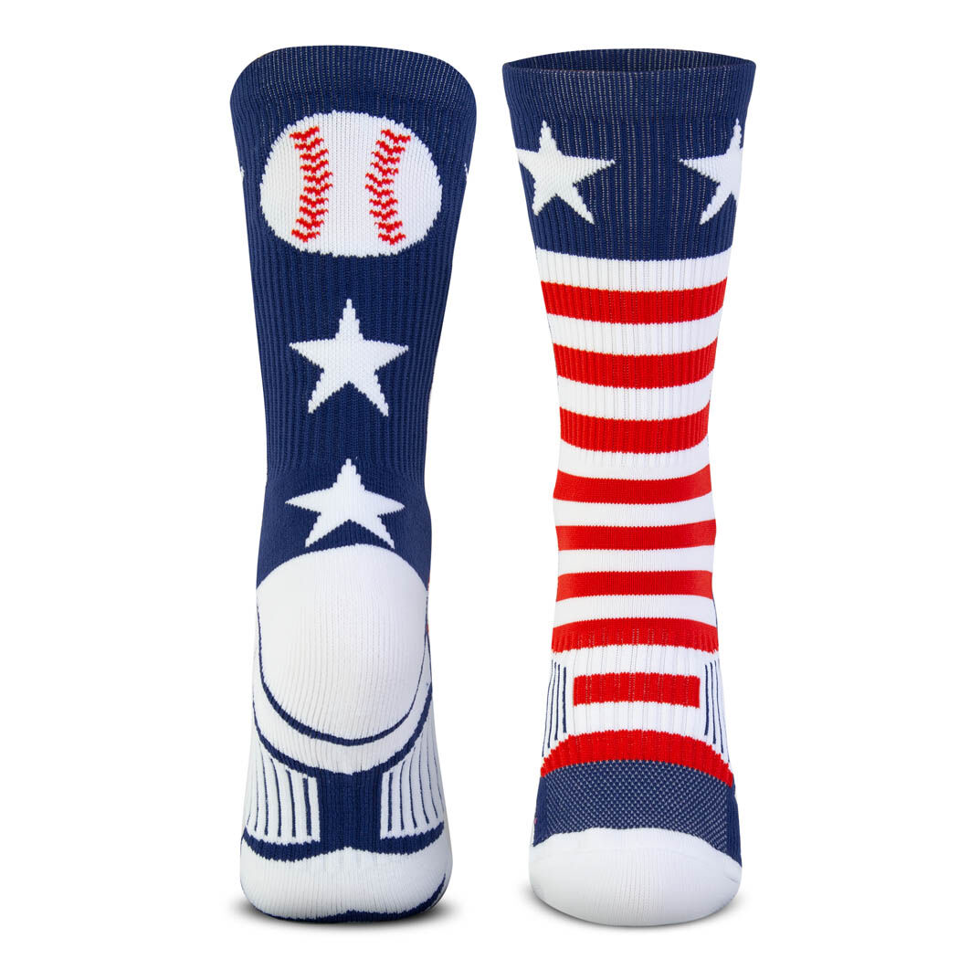 ChalkTalkSPORTS Baseball Woven MidCalf Socks Patriotic Adult
