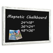 Chalkboard 24" x 18" inches, Magnetic Blackboard, Rustic Whitewashed Wooden Framed Chalkboards for Wedding, Kitchen and Home Decor Magnetic Wall Chalkboards Hanging Black Chalkboards