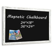 Chalkboard 24" x 18" inches, Magnetic Blackboard, Rustic Whitewashed Wooden Framed Chalkboards for Wedding, Kitchen and Home Decor Magnetic Wall Chalkboards Hanging Black Chalkboards