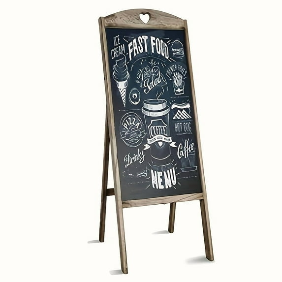 Chalkboard, A-Frame Sidewalk Chalkboard Sign, Sandwich Chalkboards, Rustic Menu Display For Restaurant, Vintaged Style, Display Stand