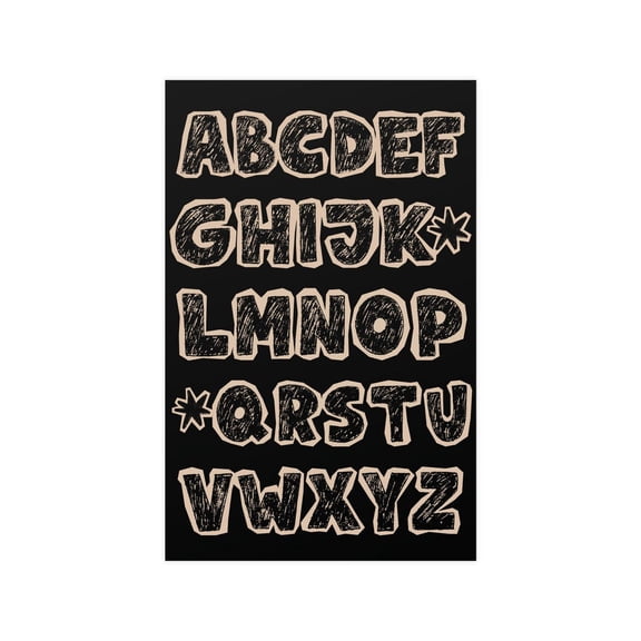 Chalkboard Alphabet Wall Art Print, Unframed Paper Poster 8x10in