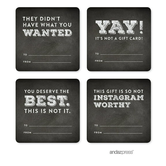 Chalkboard Black Funny & Witty Christmas Square Gift Label Stickers, 40-Pack