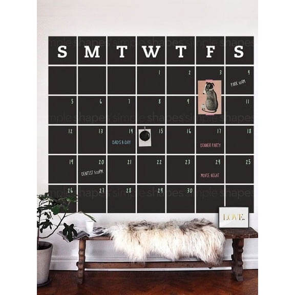 Chalkboard Calendar Wall Decal - Extra Large