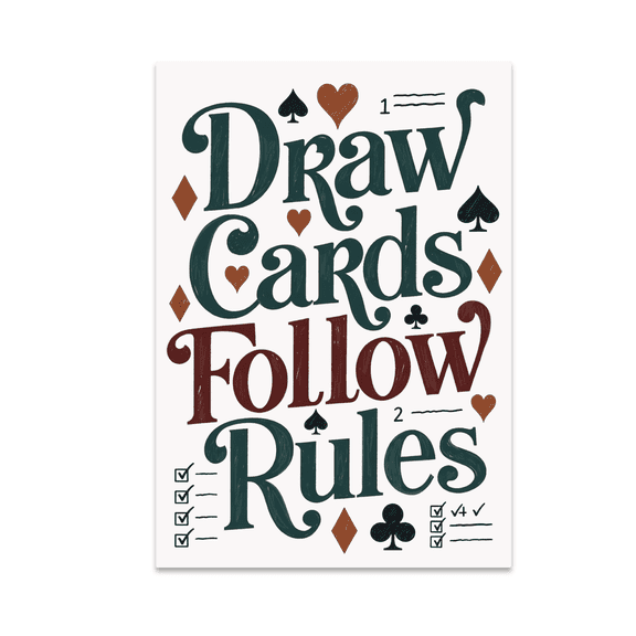 Chalkboard Card Game Rules Poster - Game Room Decor - 13x19 Poster Print