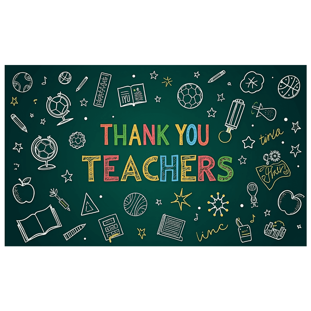 Chalkboard Design Thank You Teachers Banner Colorful School Decorations ...