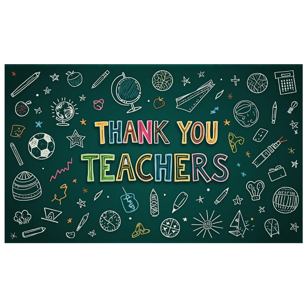 Chalkboard Design Thank You Teachers Banner Colorful School Decorations ...