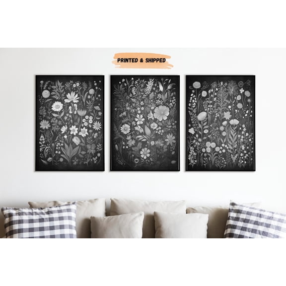 Chalkboard Floral Botanical Wall Art, Poster Only