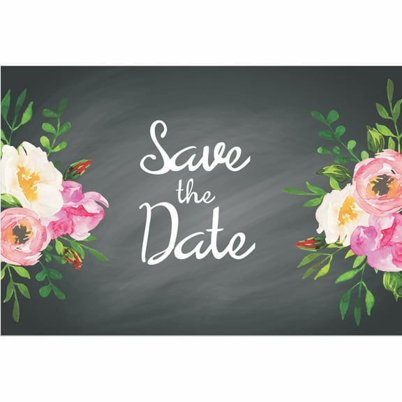 Chalkboard Floral Save The Date Postcards - 4in. X 6in. - 100 Pack