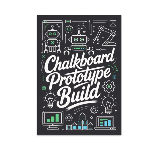 Chalkboard Prototype Build Art - Robotics Club Enthusiast - 13x19 Poster Print