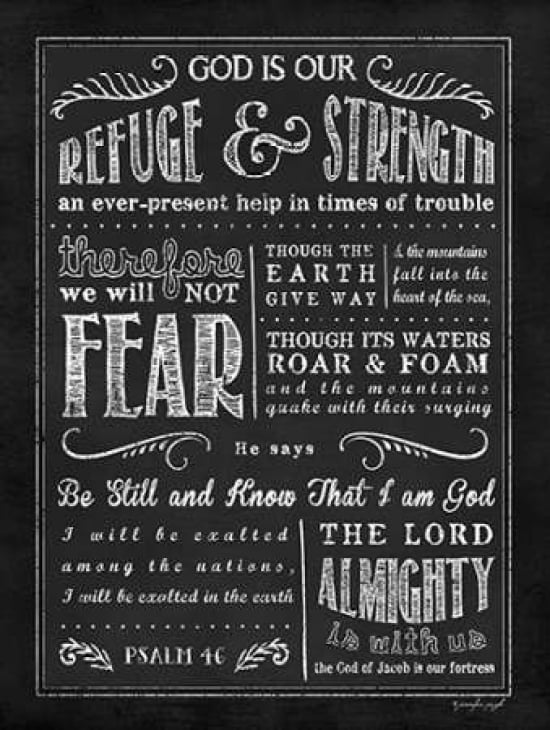 Chalkboard Psalm 46 Canvas Art - Jennifer Pugh (18 x 24)