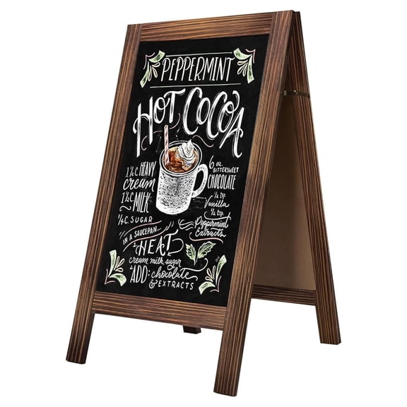 Chalkboard Signs 40x20 Standing A Frame Chalk Board Sign Sandwich Board Signs Outdoor, Double Sided Blackboard for Back to School Day, Business, Weddings, Rustic Brown