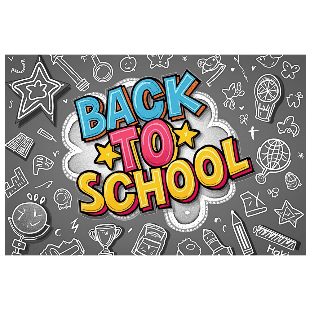 Chalkboard Style Back to School Banner Hand Drawn School Supplies ...