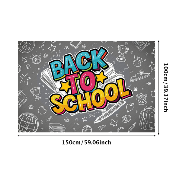 Chalkboard Style Back to School Banner Hand Drawn School Supplies Welcome Decoration for Classroom Decor Education Event