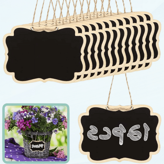 Chalkboard Tags with String, Hanging Hanging Wooden Chalkboard Labels, Blackboard Tags for Baskets, Carafe, Food, Bottle and Storage (12 Pack)
