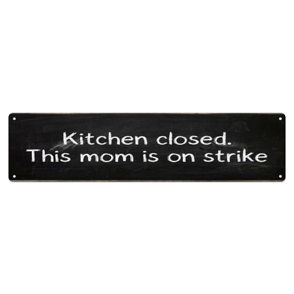 Chalkboard Typography Closed Kitchen Vintage Metal Tin Sign Plaque Wall Decor for Cafe, Club, Garden Metal Poster 4x16Inch