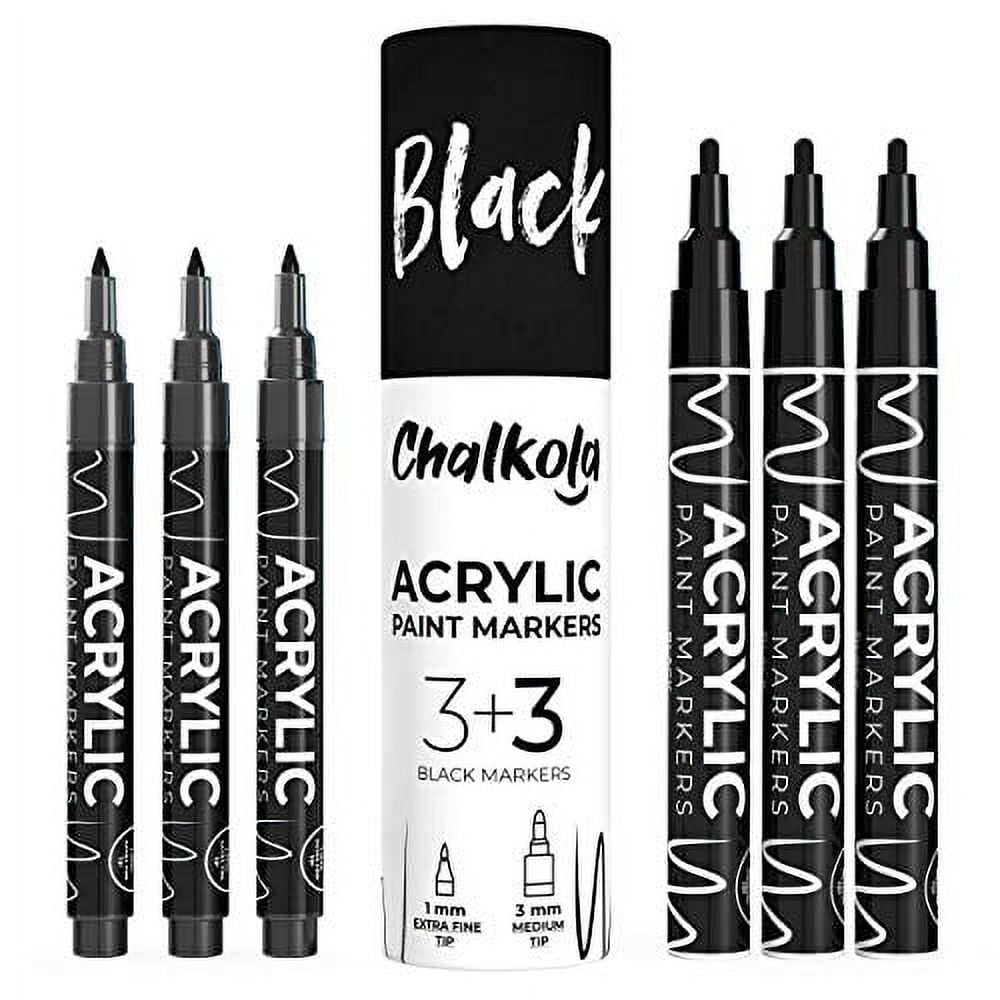  EBOT Acrylic Paint Pen White Black, 6 Pack Black Paint Markers  for Rock Wood Fabric Plastic Leather Glass Stone Metal Canvas,Water-Based  Acrylic Paint Sets : Arts, Crafts & Sewing