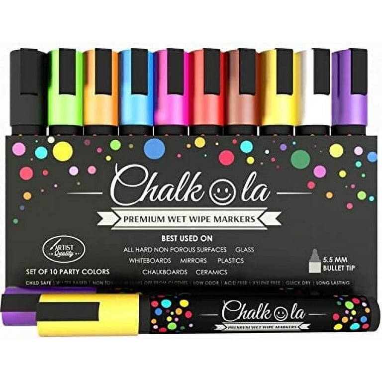 Cohas Wet-Wipe 5 Basic Color Liquid Chalk Markers with
