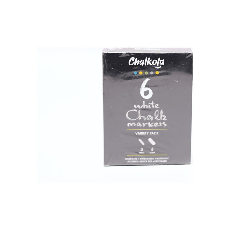 Chalkola White Chalk Markers - White Dry Erase Liquid Chalk Pens for Chalkboard, Blackboard, Window, Bistro, Car Glass, Board, Signs - Variety Pack
