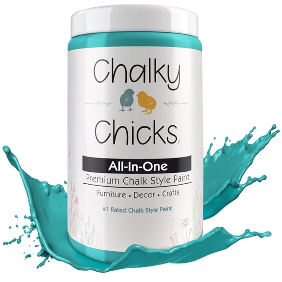 Chalky Chicks 32 Fl Oz Matte Mermaid (Green Teal) Chalk Paint for Furniture Without Sanding - No Prep Furniture Paint No Sanding All in One for Crafts, Wood, Walls, Cabinet, Metal, Dresser, Farmhouse