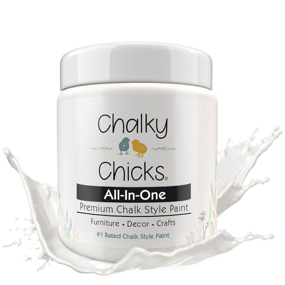 Chalky Chicks 4 Fl Oz Matte Hail White Chalk Paint for Furniture Without Sanding - No Prep Furniture Paint No Sanding All in One for Crafts, Wood, Cabinet, Walls, Metal, Dresser, Farmhouse, Cupboard