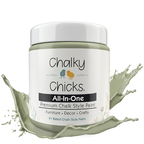 Chalky Chicks 4 Fl Oz Matte Mountain Green (Sage Green) Chalk Paint for Furniture Without Sanding - No Prep Furniture Paint No Sanding All in One for Crafts, Wood, Cabinet, Metal, Dresser, Farmhouse