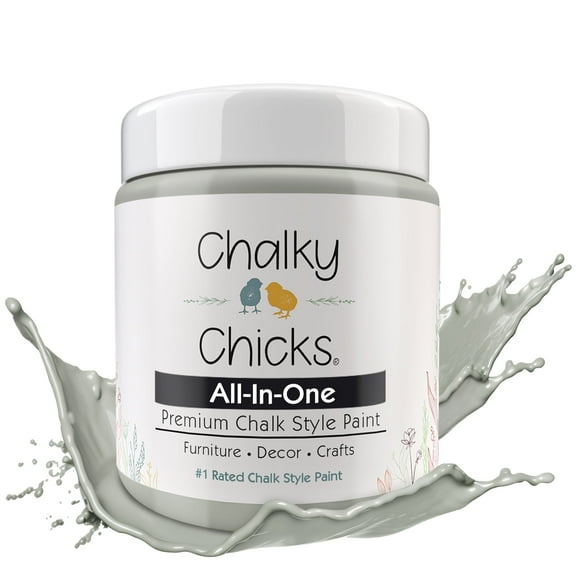 Chalky Chicks 4 Fl Oz Matte Normandy (Light Gray) Chalk Paint for Furniture Without Sanding - No Prep Furniture Paint No Sanding All in One for Crafts, Wood, Walls, Cabinet, Metal, Dresser, Farmhouse