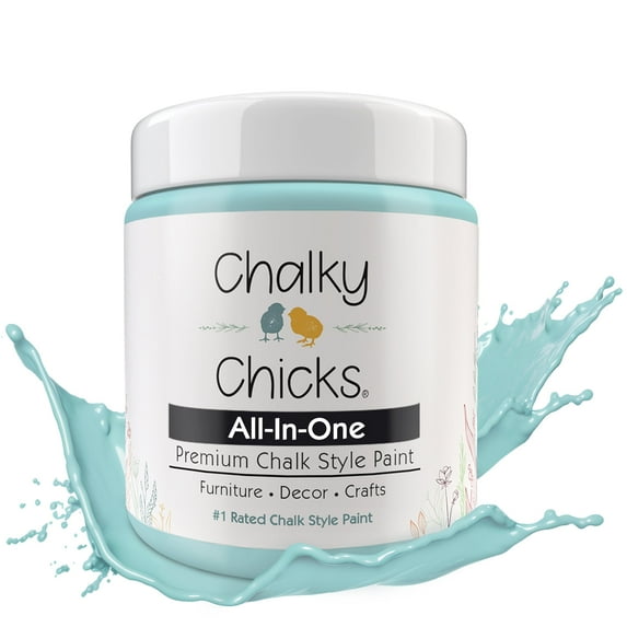 Chalky Chicks 4 Fl Oz Matte Rain Drop (Light Blue) Chalk Paint for Furniture Without Sanding, No Prep Furniture Paint No Sanding All in One for Crafts, Wood, Walls, Cabinet, Metal, Dresser, Farmhouse