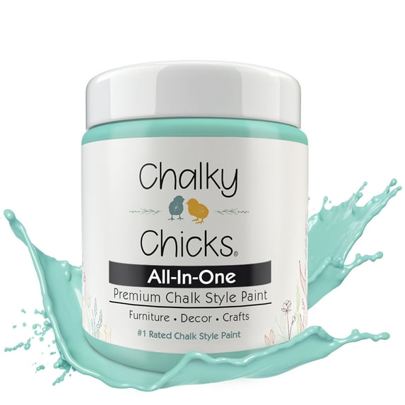 Chalky Chicks 4 Fl Oz Matte Riptide (Green Blue) Chalk Paint for Furniture Without Sanding - No Prep Furniture Paint No Sanding All in One for Crafts, Wood, Walls, Cabinet, Metal, Dresser, Farmhouse