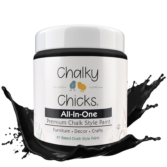 Chalky Chicks 4 Fl Oz Matte Starless Night Black Chalk Paint for Furniture Without Sanding - No Prep Furniture Paint No Sanding All in One for Crafts, Wood, Cabinet, Walls, Metal, Dresser, Farmhouse