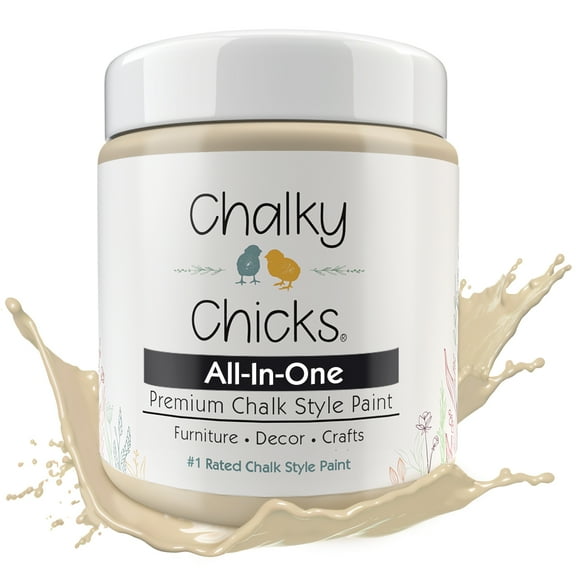 Chalky Chicks 8 Fl Oz Matte Cuppa Latte Tan Chalk Paint for Furniture Without Sanding - No Prep Furniture Paint No Sanding All in One for Crafts, Wood, Cabinet, Walls, Metal, Dresser, Farmhouse