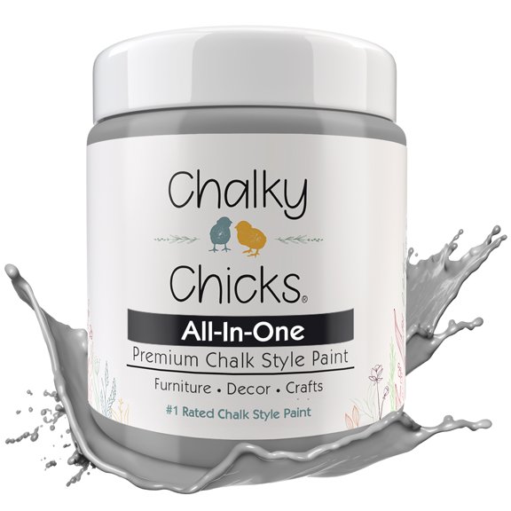 Chalky Chicks 8 Fl Oz Matte Mad Cloud (Light Gray) Chalk Paint for Furniture Without Sanding - No Prep Furniture Paint No Sanding All in One for Crafts, Walls, Cabinet, Metal, Dresser, Farmhouse