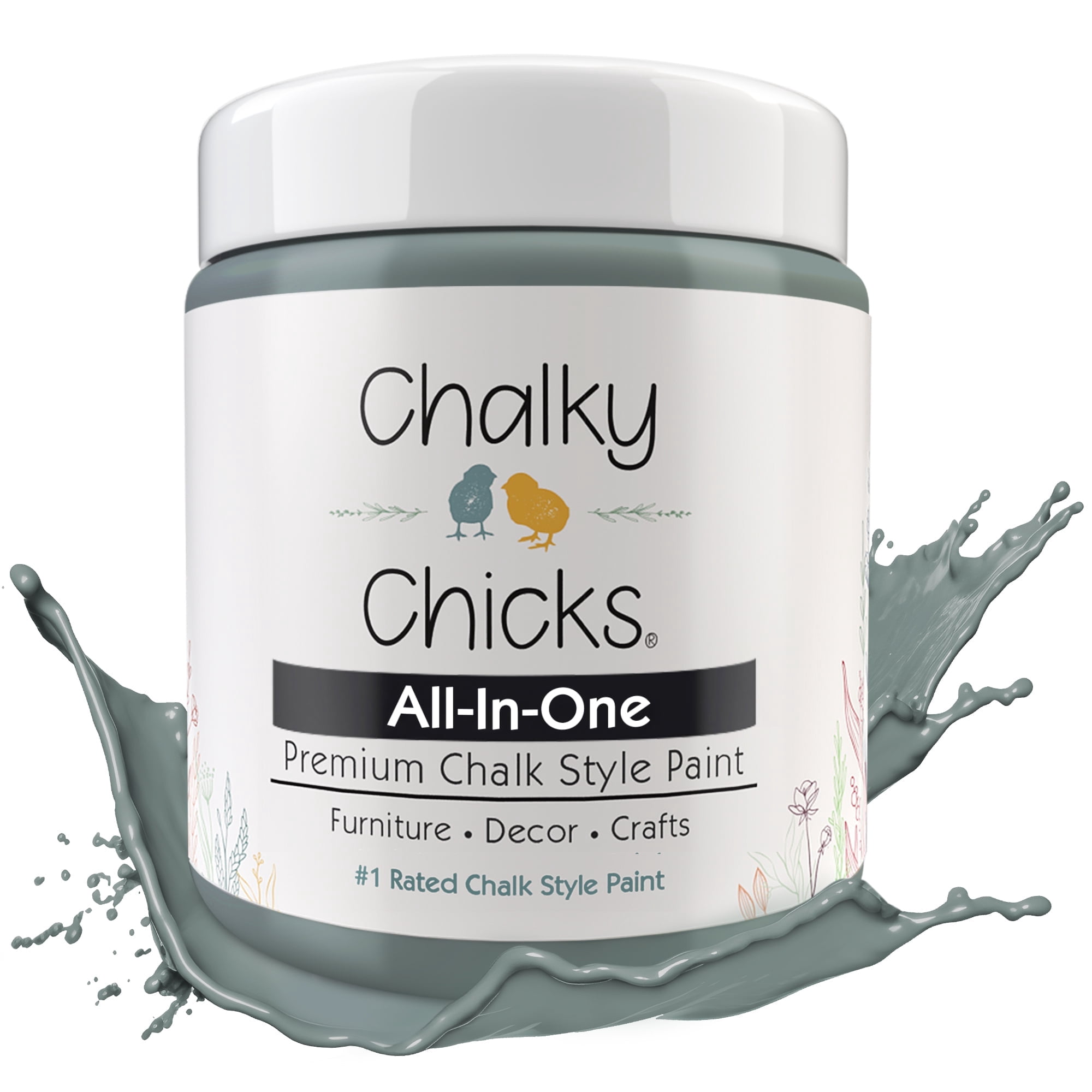 Chalky Chicks 8 Fl Oz Matte Sea Glass (Light Blue) Chalk Paint for Furniture Without Sanding, No Prep Furniture Paint No Sanding All in One for Crafts, Wood, Walls, Cabinet, Metal, Dresser, Farmhouse