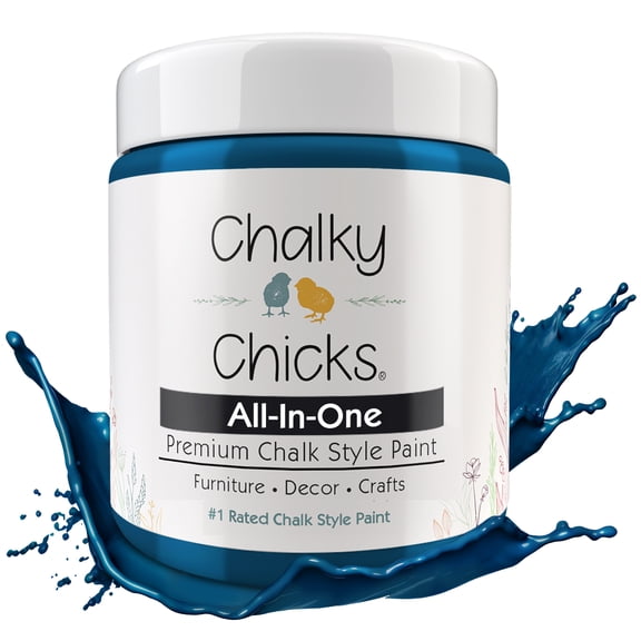 Chalky Chicks Chalk Paint - Chalk Paint for Furniture, Craft Paint, Cabinet Paint, Wood Paint, and Furniture Paint, Spray Paint-Ready for Home Decor - Midnight (Peacock Blue)8 Fl Oz (Pack of 1)