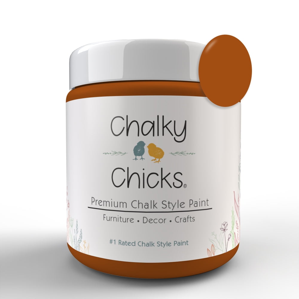 Chalky Chicks Premium Chalk Style Paint for Furniture, Home Decor & DIY Crafts – Eco Friendly – No Sanding, No Primer Needed – Multi Surface Paint – Acorn (Orange) – 16 oz – Made in the USA
