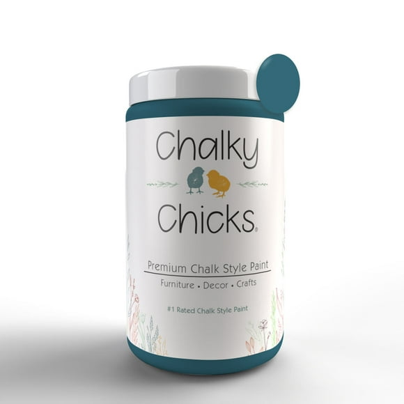 Chalky Chicks Premium Chalk Style Paint for Furniture, Home Decor & DIY Crafts – Eco Friendly – No Sanding, No Primer Needed – Multi Surface Paint – Twilight (Teal Blue) – 32 oz – Made in the USA