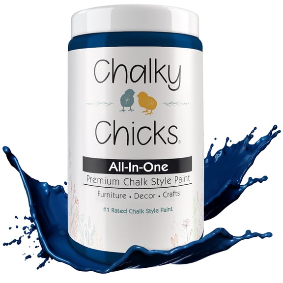 Chalky Chicks 32 Fl Oz Matte DC Blue Navy Blue Chalk Paint for Furniture Without Sanding - No Prep Furniture Paint No Sanding All in One for Crafts, Wood, Cabinet, Walls, Metal, Dresser, Farmhouse