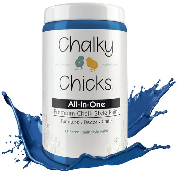 Chalky Chicks 32 Fl Oz Matte Denim (Navy Blue) Chalk Paint for Furniture Without Sanding - No Prep Furniture Paint No Sanding All in One for Crafts, Wood, Walls, Cabinet, Metal, Dresser, Farmhouse