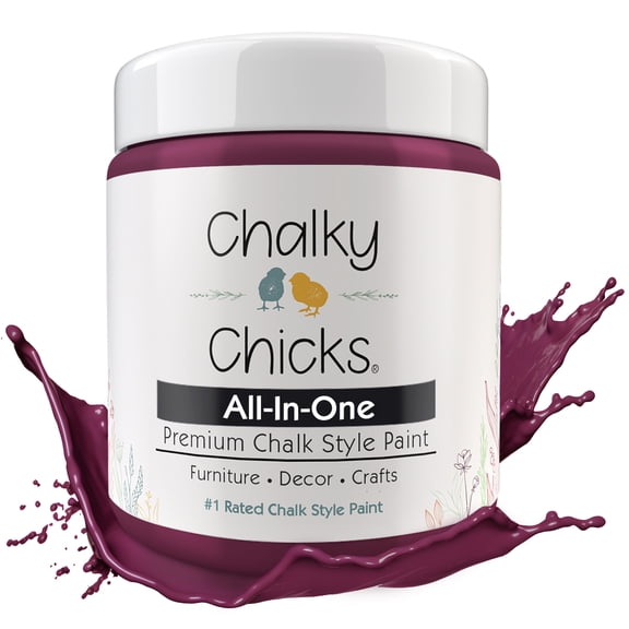 Chalky Chicks 16 Fl Oz Matte Logan Berry (Plum) Chalk Paint for Furniture Without Sanding - No Prep Furniture Paint No Sanding All in One for Crafts, Wood, Walls, Cabinet, Metal, Dresser, Farmhouse