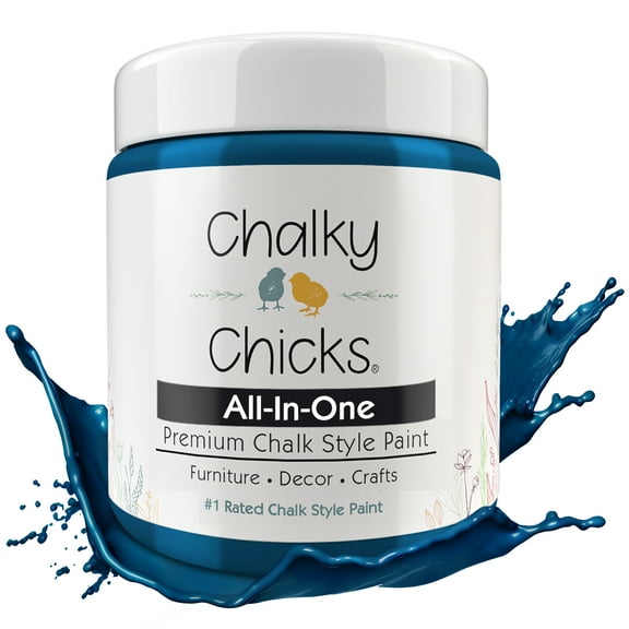 Chalky Chicks Chalk Paint - Chalk Paint for Furniture, Craft Paint, Cabinet Paint, Wood Paint, and Furniture Paint, Spray Paint-Ready for Home Decor - Midnight (Peacock Blue) 16 Fl Oz (Pack of 1)