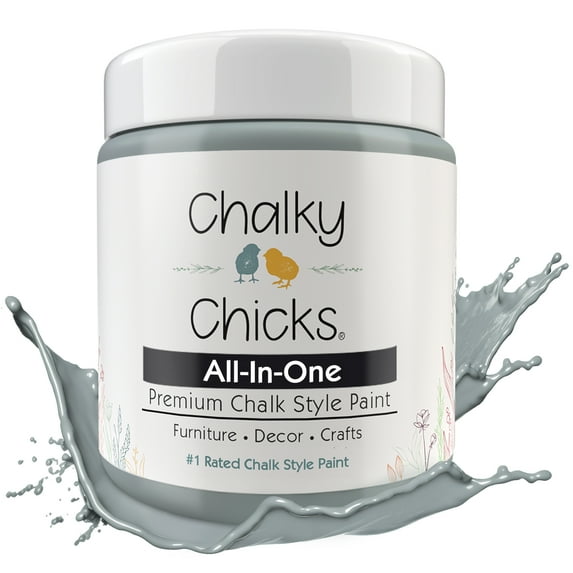 Chalky Chicks 16 Fl Oz Matte Overcast (Blue Gray) Chalk Paint for Furniture Without Sanding - No Prep Furniture Paint No Sanding All in One for Crafts, Wood, Walls, Cabinet, Metal, Dresser, Farmhouse